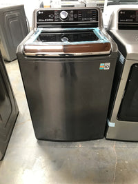 New Dent and Scratch. 5.5 cu. ft. High-Efficiency Mega Capacity Black Steel Top Load Smart Washer with TurboWash3D, ENERGY STAR. Model: WT7900HBA