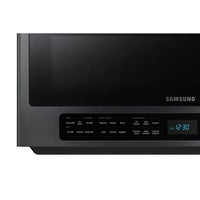 New in Box. Samsung 2.1-cu ft Over-the-Range Microwave with Sensor Cooking (Fingerprint Resistant Black Stainless Steel). Model: ME21R7051SG