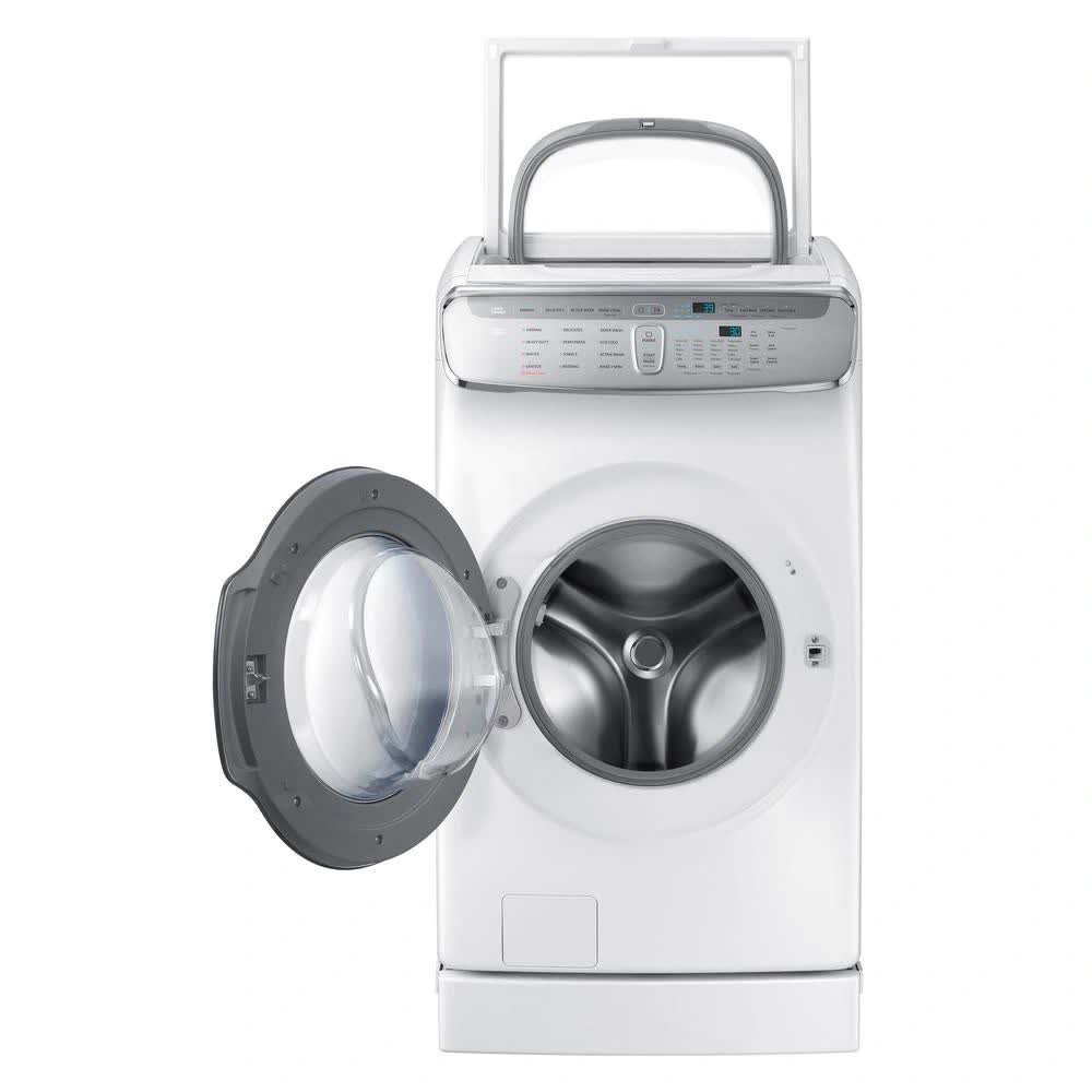 New in Box. Samsung 6.0 Total cu. ft. High-Efficiency FlexWash Washer in White. Model: WV60M9900AW