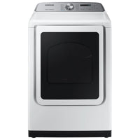 New in Box Samsung 7.4 cu. ft. White Gas Dryer with Steam Sanitize+. Model: DVG50R5400W