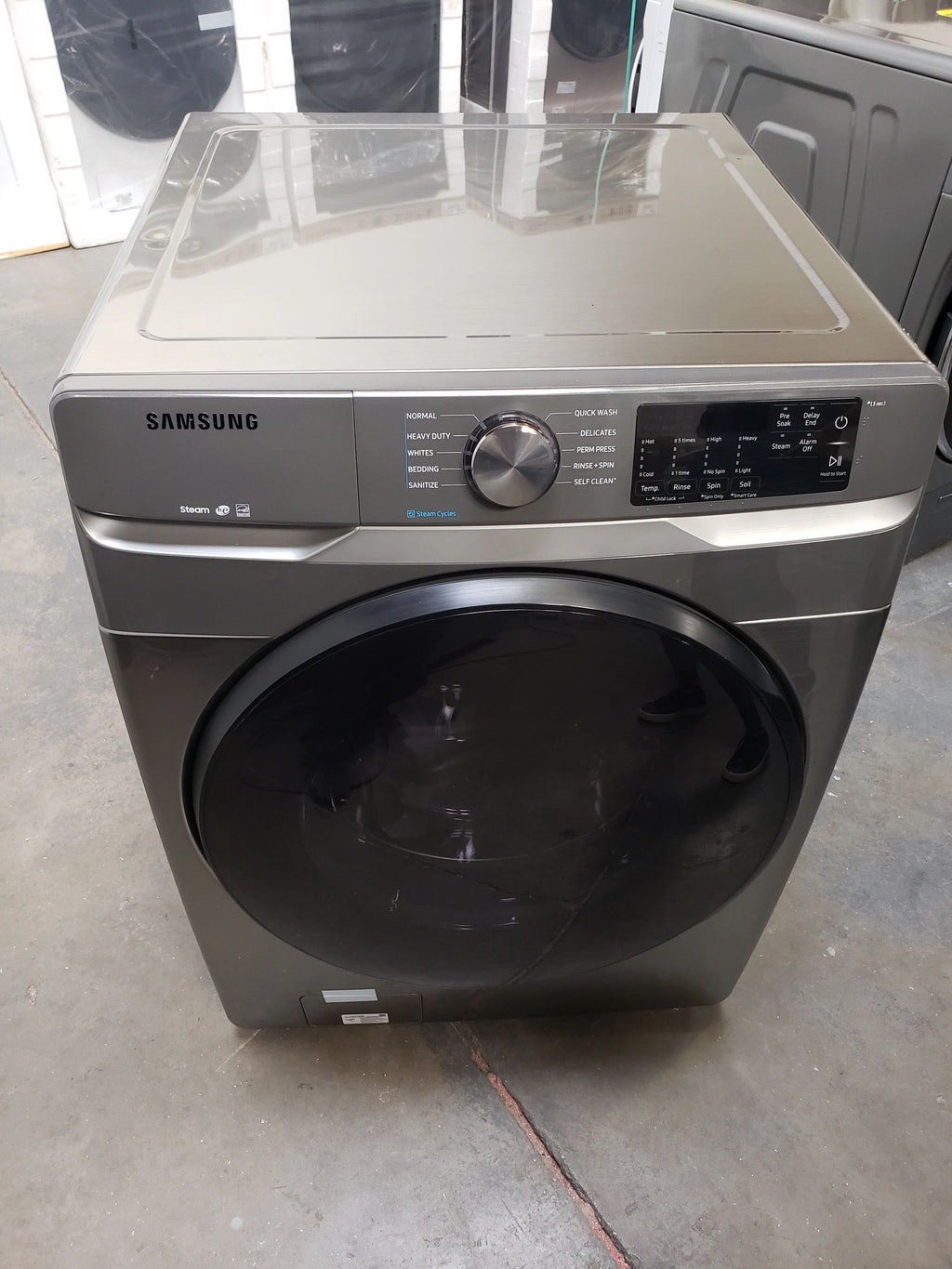 NEW Scratch & Dent. Samsung 4.5 cu. ft. High-Efficiency Platinum Front Load Washing Machine with Steam, ENERGY STAR. Model: WF45R6100AP