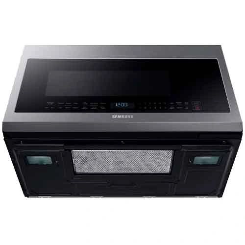New in Box. Samsung 30 in. W 2.1 cu. ft. Over the Range Microwave in Fingerprint Resistant Stainless Steel with Sensor Cooking. Model: ME21M706BAS