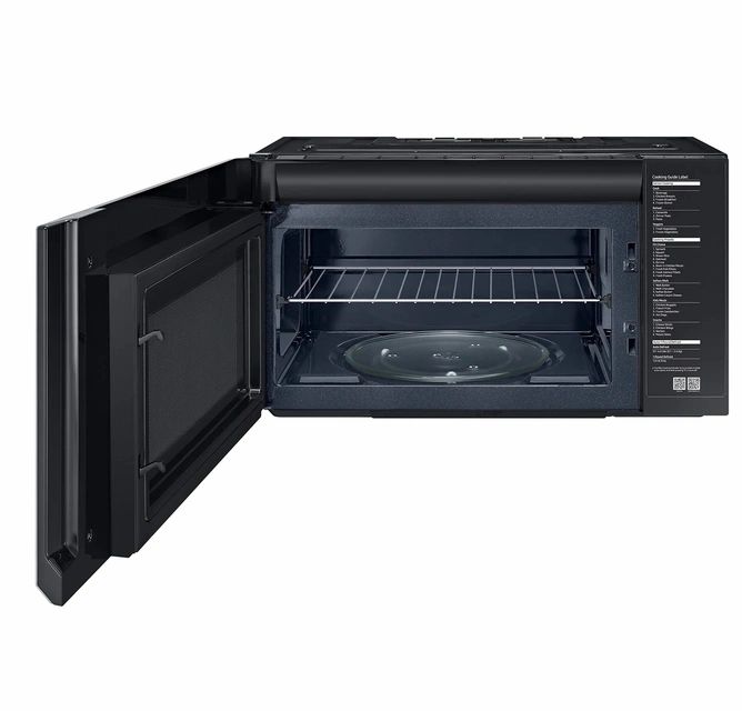 New in Box. Samsung 30 in. W 2.1 cu. ft. Over the Range Microwave in Fingerprint Resistant Stainless Steel with Sensor Cooking. Model: ME21M706BAS