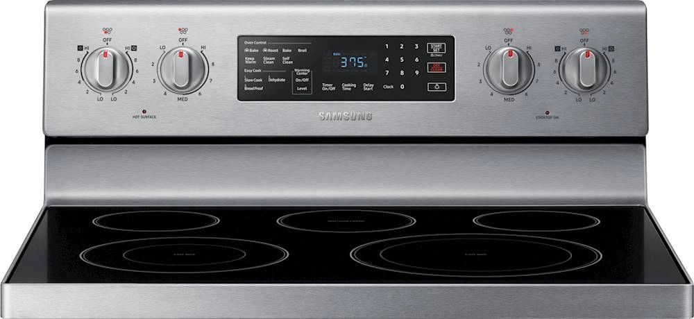 New in Box. Samsung 30 in. 5.9 cu. ft. Single Oven Electric Range with Self-Cleaning and Convection Oven in Stainless Steel. Model: NE59R4321SS