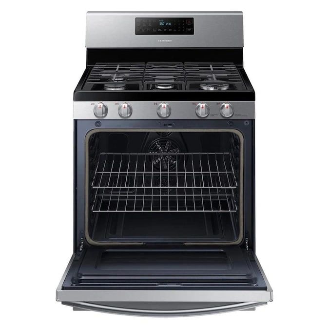 New in Box. 30-in 5 Burners 5.8-cu ft Self-Cleaning Air Fry Convection Oven Freestanding Gas Range (Stainless Steel) Model: NX58T7511SS