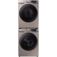 New in Box. Set of Samsung Champagne Washer + Electric Dryer with Steam. Models: DVE45R6100C, WF45R6100AC.