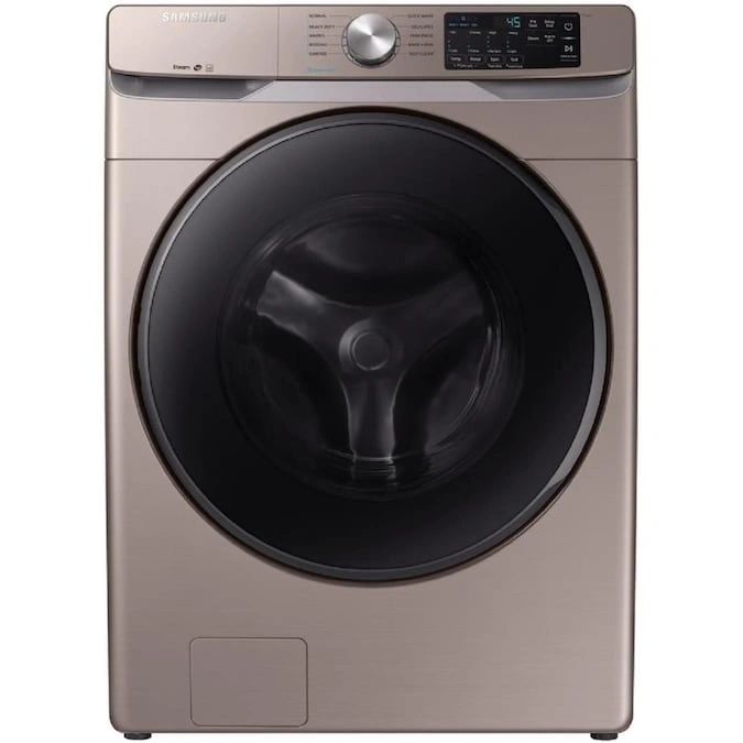 New in Box. Set of Samsung Champagne Washer + Electric Dryer with Steam. Models: DVE45R6100C, WF45R6100AC.