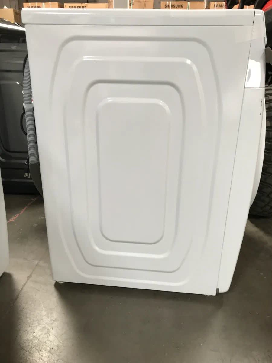 New Dent & Scratch. Set of Samsung Washer 27 in. 4.5 cu. ft. High-Efficiency White Front Load Washing Machine with Self-Clean+, ENERGY STAR + 7.5 cu. ft. 120-Volt White Gas Dryer with Sensor Dry (Pedestals Sold Separately). Model: DVG45T6000W, WF45T6000AW