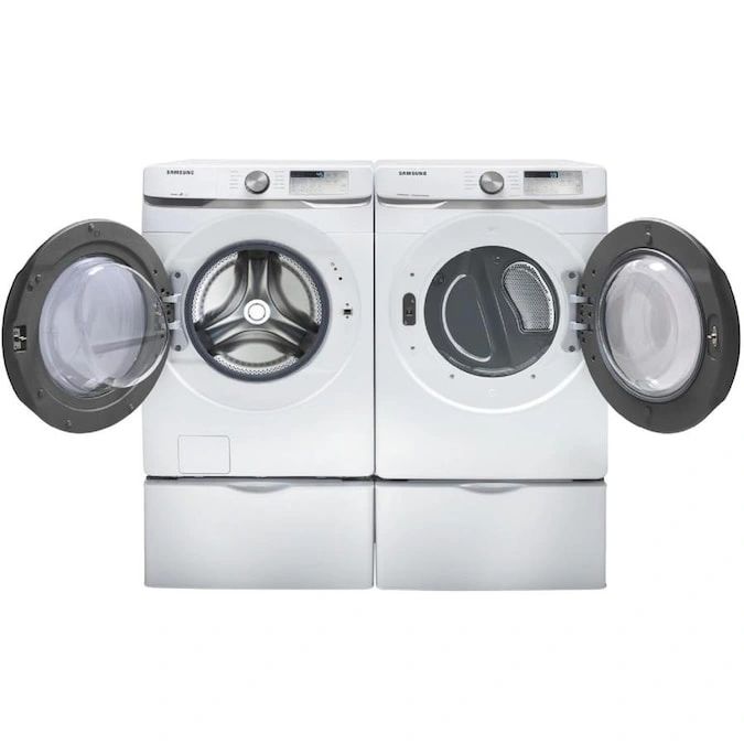 NEW Open Box Set of Washer 4.5-cu ft High Efficiency Stackable Steam Cycle Front-Load Washer (White) ENERGY STAR and 7.5 cu. ft. White Gas Dryer with Steam. Model: DVG45R6100W, WF45R6100AW