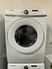 New Dent and Scratch. Set of Washer 27 in. 4.5 cu. ft. High-Efficiency White Front Load Washing Machine with Self-Clean+, ENERGY STAR and 7.5 cu. ft.120-Volt White Gas Dryer with Sensor Dry (Pedestals Sold Separately) Model: WF45T6000AW, DVG45T6000W