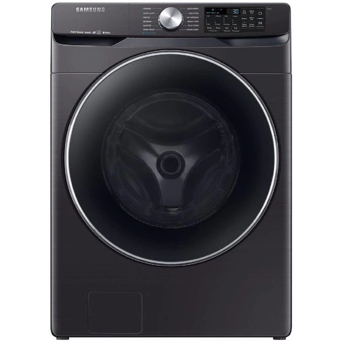 New Dent and Scratch. 4.5 cu. ft. High-Efficiency Fingerprint Resistant Black Stainless Front Load Washing Machine with Steam and Super Speed. Model: WF45R6300AV