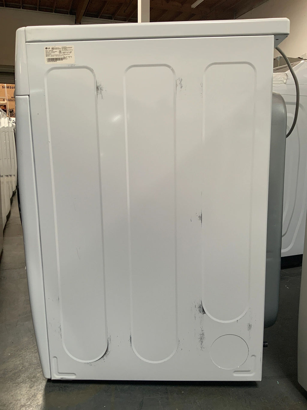 New Open Box. LG - 7.4 Cu. Ft. 12-Cycle Smart Wi-Fi Gas SteamDryer with Sensor Dry and TurboSteam - White. Model:DLGX3701W