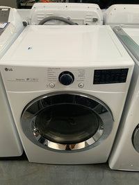 New Open Box. LG - 7.4 Cu. Ft. 12-Cycle Smart Wi-Fi Gas SteamDryer with Sensor Dry and TurboSteam - White. Model:DLGX3701W