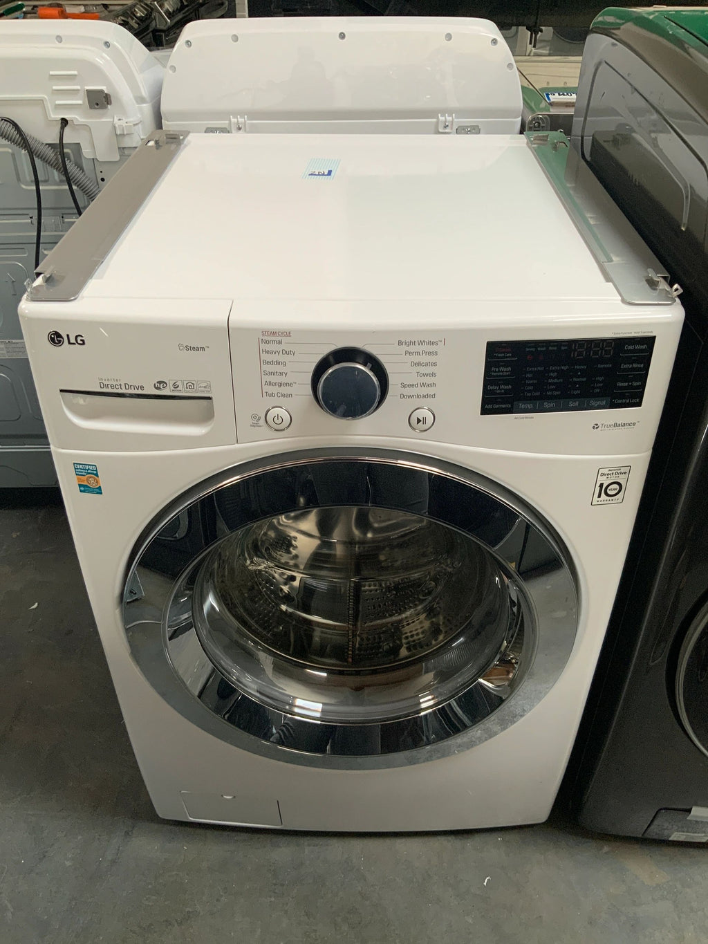 New Open Box. Set of Washer LG - 4.5 Cu. Ft. High Efficiency Stackable Smart Front-Load Washer with Steam and 6Motion Technology And Dryer LG - 7.4 Cu. Ft. 12-Cycle Smart Wi-Fi Gas SteamDryer with Sensor Dry and TurboSteam. Model: DLGX3701W, WM3700HWA