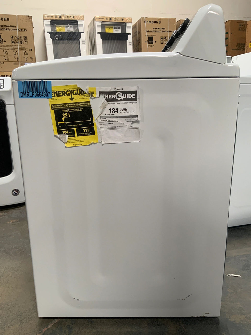 New Open Box. Set of Washer Maytag 4.3-cu ft High Efficiency Impeller Top-Load Washer (White) and Dryer Maytag Bravos 7.0 cu. ft. Electric Dryer in White. Model: MEDX655DW1, MVWX655DW