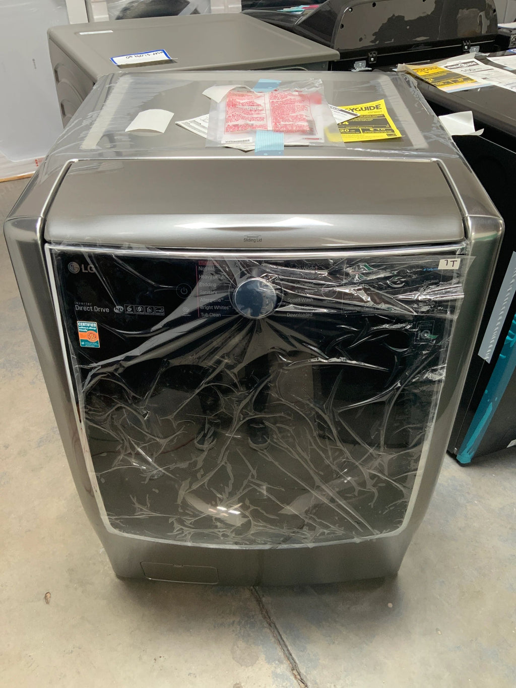 New Open Box. 5.2 cu. ft. High Efficiency Mega Capacity Smart Front Load Washer with TurboWash & Wi-Fi in Graphite Steel, ENERGY STAR. Model: WM9000HVA