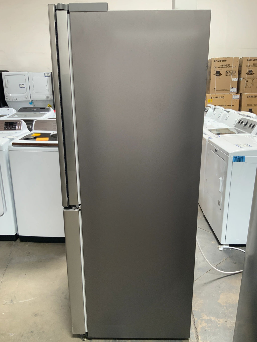 New Open Box. 22.1 cu. ft. 4-Door Flex Food Showcase French Door Refrigerator in Stainless Steel, Counter Depth. Model: RF22K9381SR