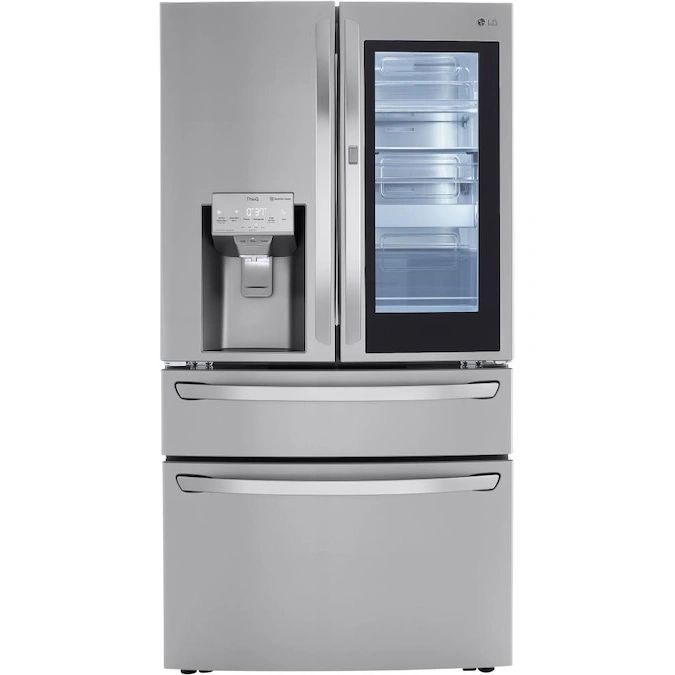 New Open Box. 22.5 cu. ft. Smart French Door Refrigerator InstaView Door-In-Door Dual and Craft Ice in PrintProof Stainless. Model: LRMVC2306S