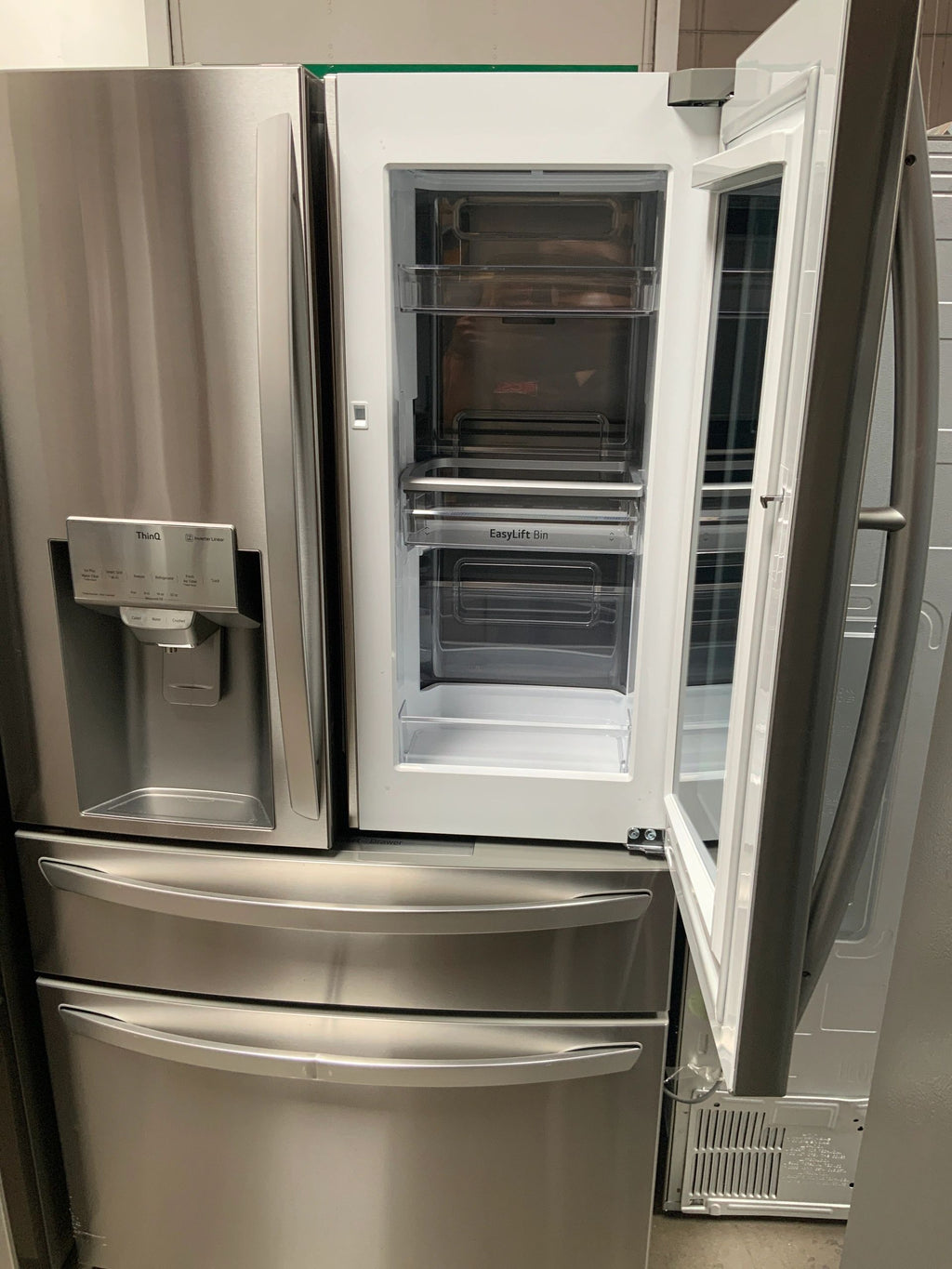 New Open Box. 22.5 cu. ft. Smart French Door Refrigerator InstaView Door-In-Door Dual and Craft Ice in PrintProof Stainless. Model: LRMVC2306S