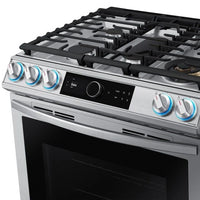 New Open Box. 30 in. 6 cu. ft. Slide-In Gas Range with Smart Dial and Air Fry in Fingerprint Resistant Stainless Steel. Model: NX60T8711SS
