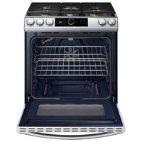 New Open Box. 30 in. 6 cu. ft. Slide-In Gas Range with Smart Dial and Air Fry in Fingerprint Resistant Stainless Steel. Model: NX60T8711SS