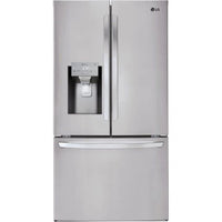 New Open Box. 26.2 cu. ft. French Door Smart Refrigerator with Glide N' Serve and Wi-Fi Enabled in PrintProof Stainless Steel. Model: LFXS26973S